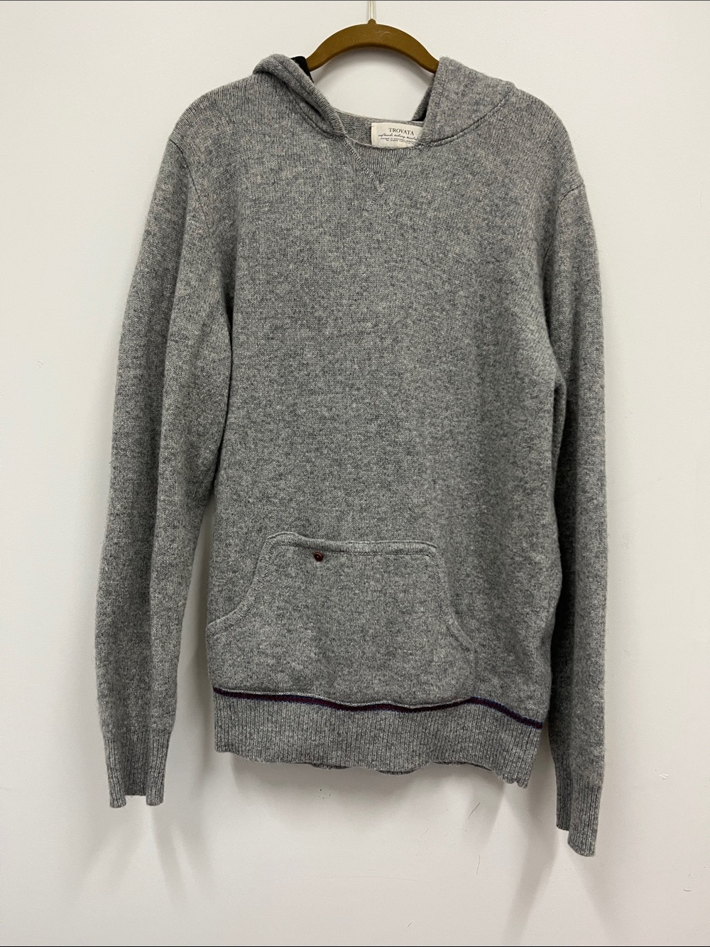 Trovata Birds of Paradise "George" Gray Wool Crewneck Hoodie Sweater size M